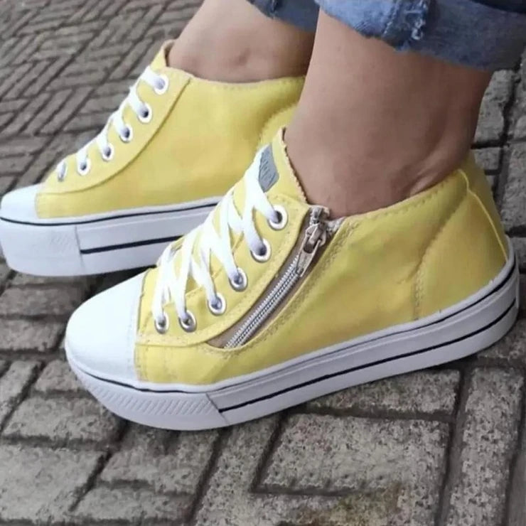 Women's Casual Daily Candy Colors Zipper Flat Sneakers