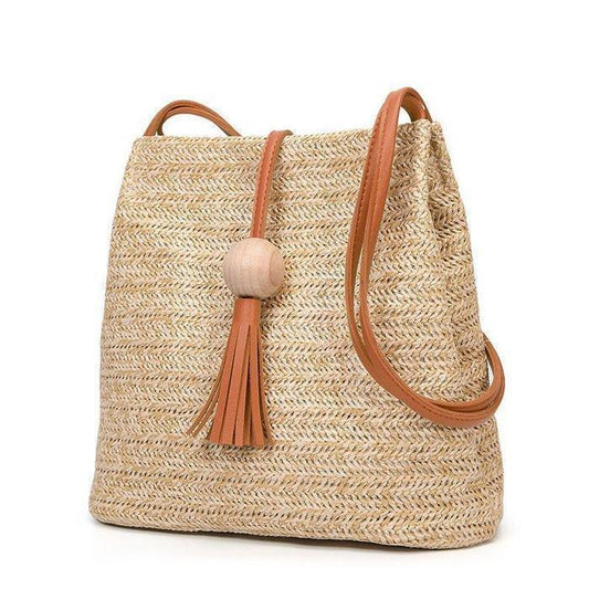 Womens Woven Straw Casual Beach Style Shoulder Bags