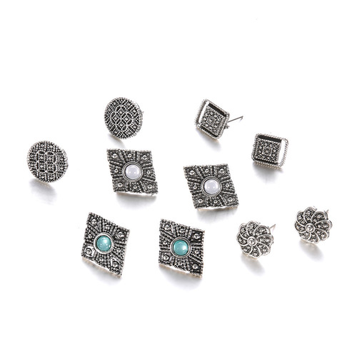 Boho Turquoise Stud Earring Set