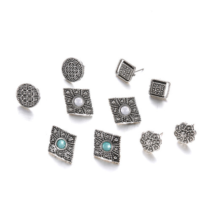Boho Turquoise Stud Earring Set