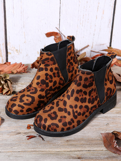 Suede Leopard Print Boots