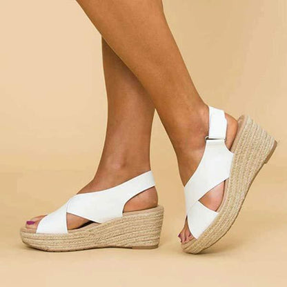 Women'S Hemp Woven Platform Wedge Sandals 73059625C