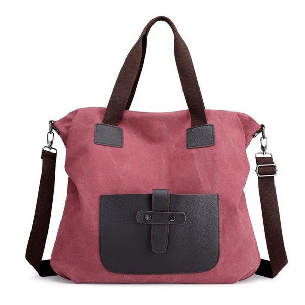 KVKY Canvas Crossbody Bag Large Capacity Patchwork Tote Bag