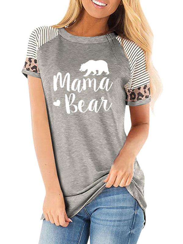 Short Sleeve Printed MAMA BEAR Slim T-shirt