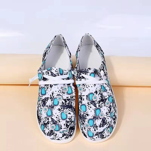 Multicolor Floral Canvas Casual Shoes