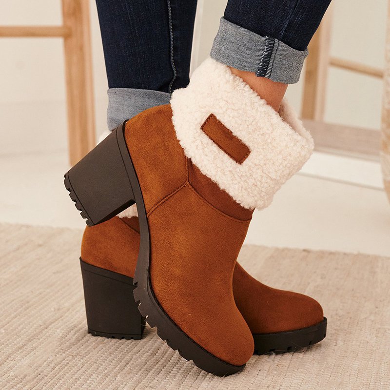 Women Thick Heel Flocking Boots