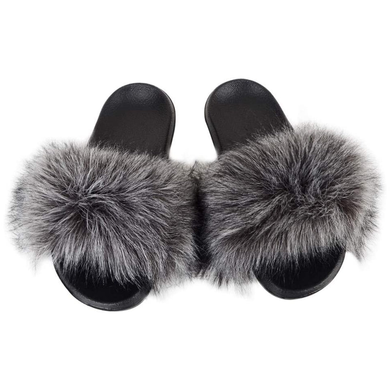 Women's Faux Fur Decor Flat Slippers