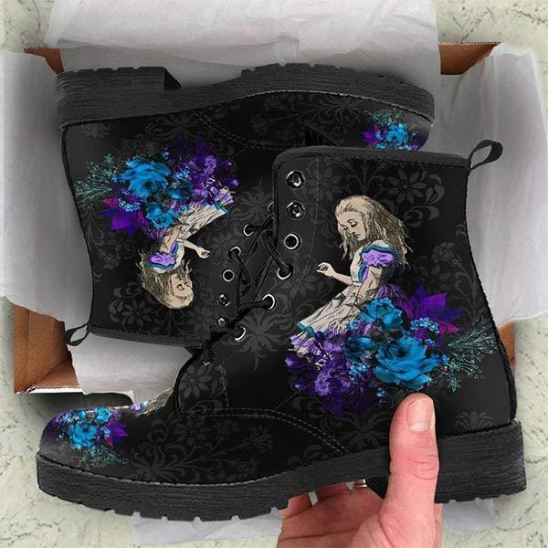 Women'S Gothic Print Cargo Combat Boots 03962259C