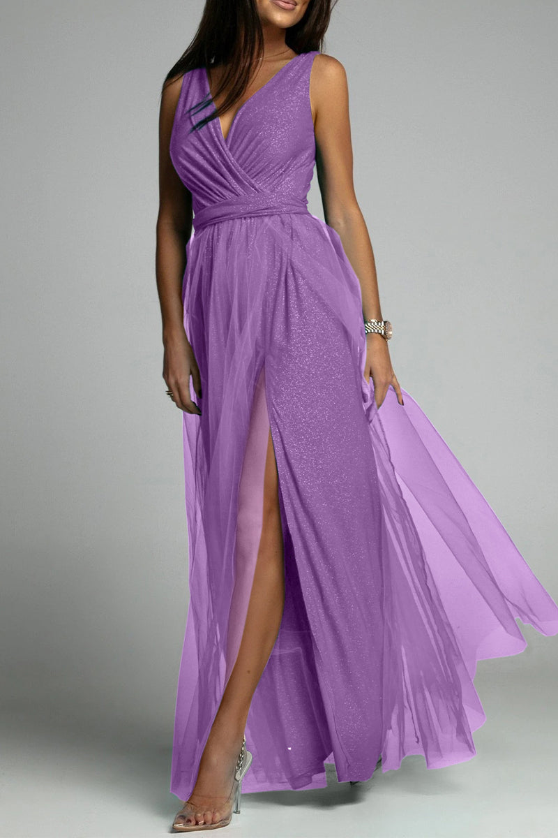 Elegant Formal Slit V Neck Princess Dresses