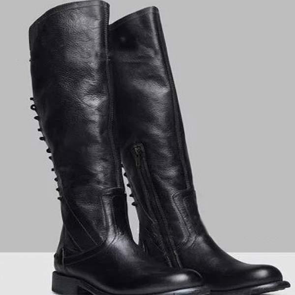 Women's Low Heel High Shaft Boots with Back Tie 49959770C