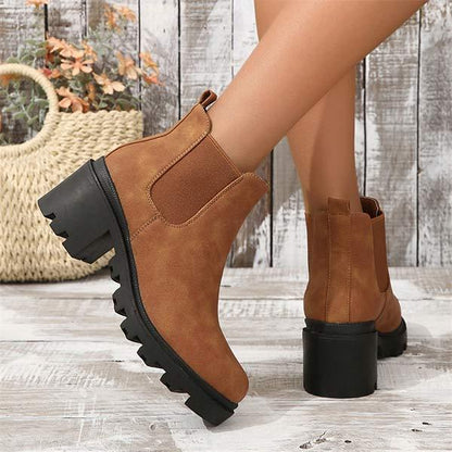 Women's Elastic Low Top Platform High Heel Chelsea Boots 72012404C