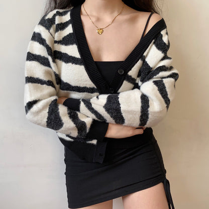 Zebra Loose Knit Cardigan