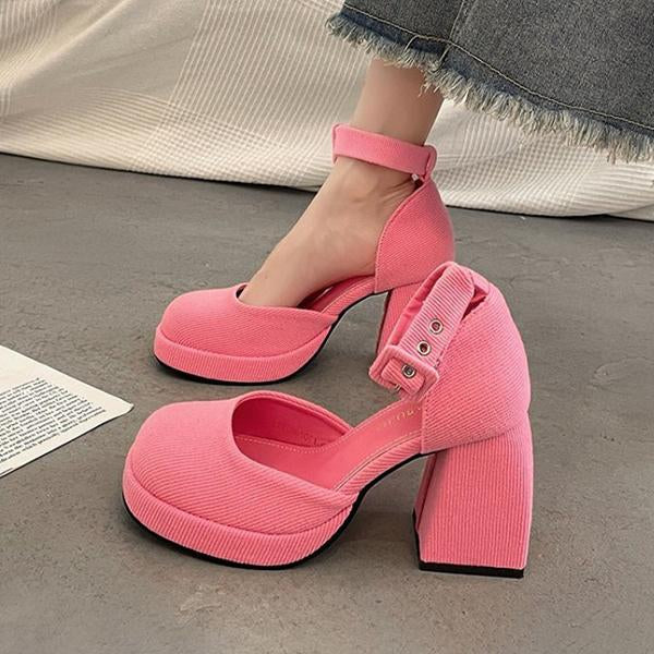 Women's Fashion Barbie Pink Chunky Heel Mary Jane 69348993S