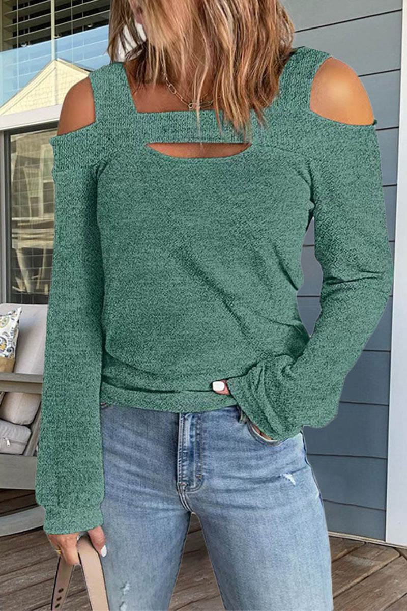 Casual Street Solid Color Square Collar Tops(7 Colors)