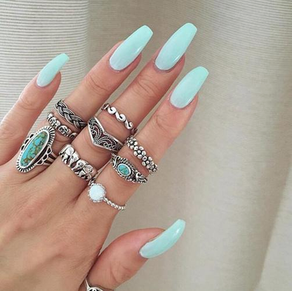 Retro Ethnic Style 9PCS  Ring Set