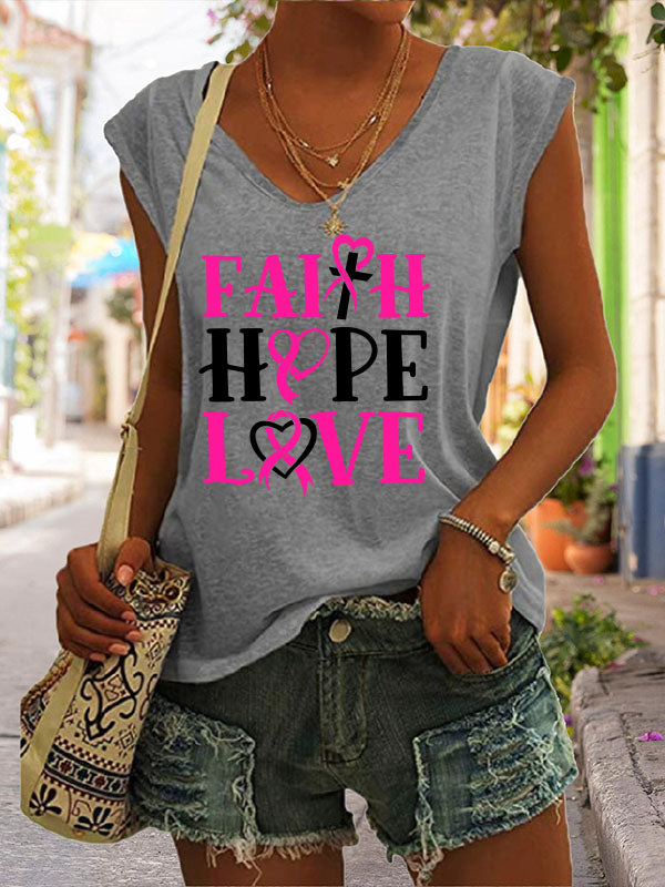 Faith Hope Love Pink Ribbon Graphic T-shirts