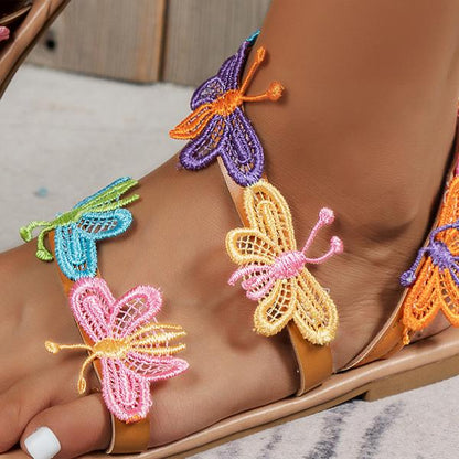 Women's Flat Comfort Butterfly Decorated Beach Sandals 42300240C