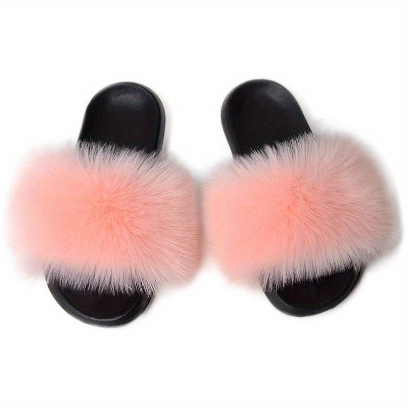 Women's Faux Fur Decor Flat Slippers