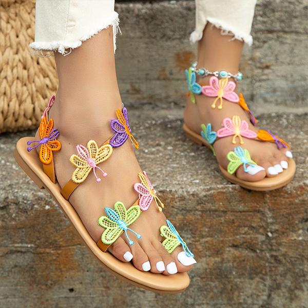 Women's Flat Comfort Butterfly Decorated Beach Sandals 42300240C