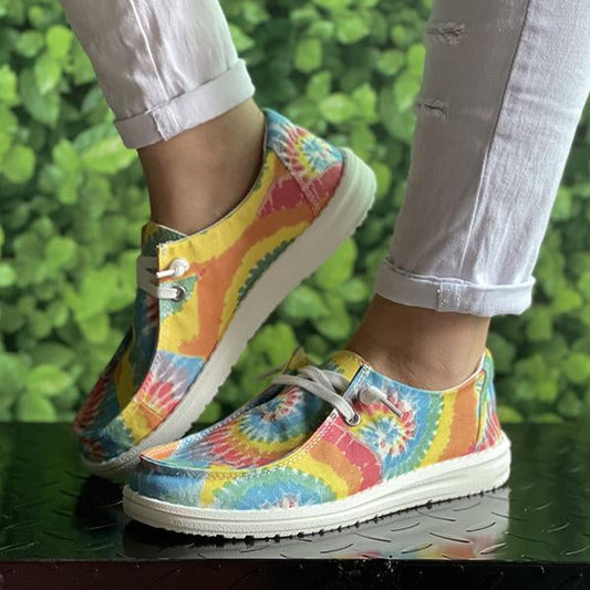 Women's Colorful Tie-Dye Series Flat Canvas Shoes 18493943C