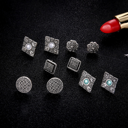 Boho Turquoise Stud Earring Set