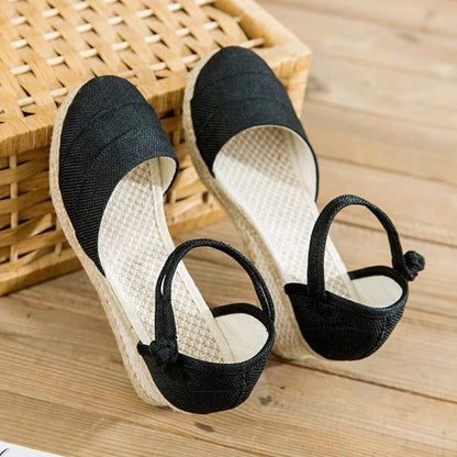 Women's Linen Braided Roman Wedge Sandals 56464076C