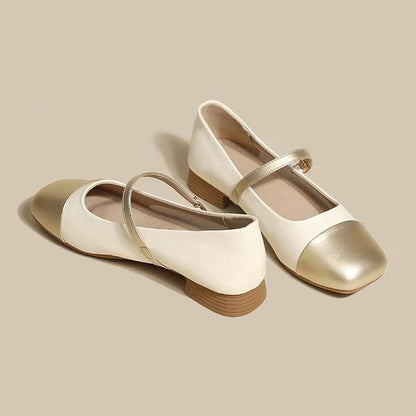 Women's Elegant Stitching Gold Flat Mary Jane 92784024S