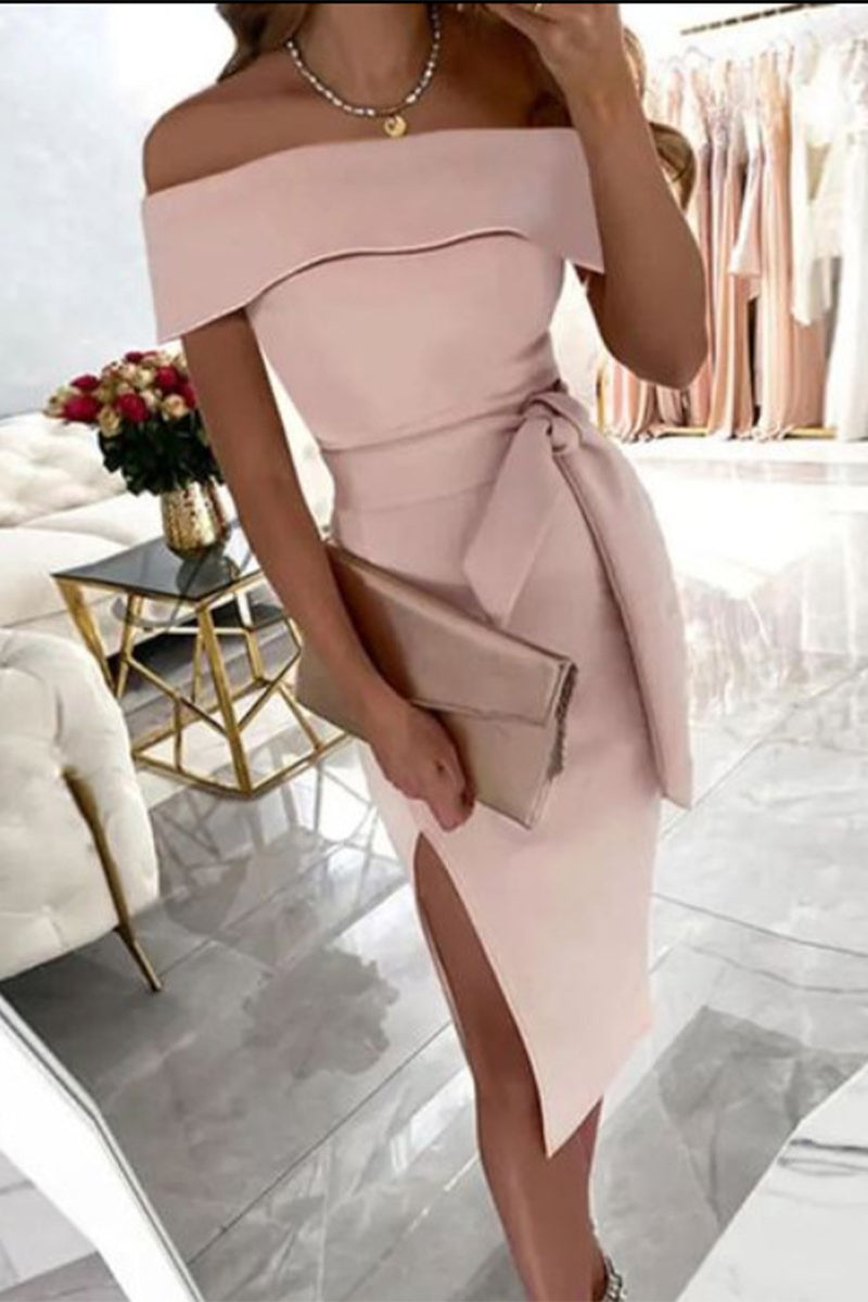 Fashion Off the Shoulder One Step Skirt Dresses(5 Colors)