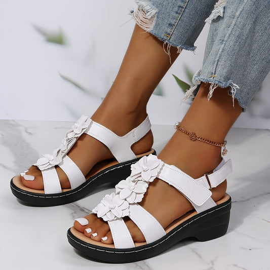 Women's Flower Decor T-Strap Sandals