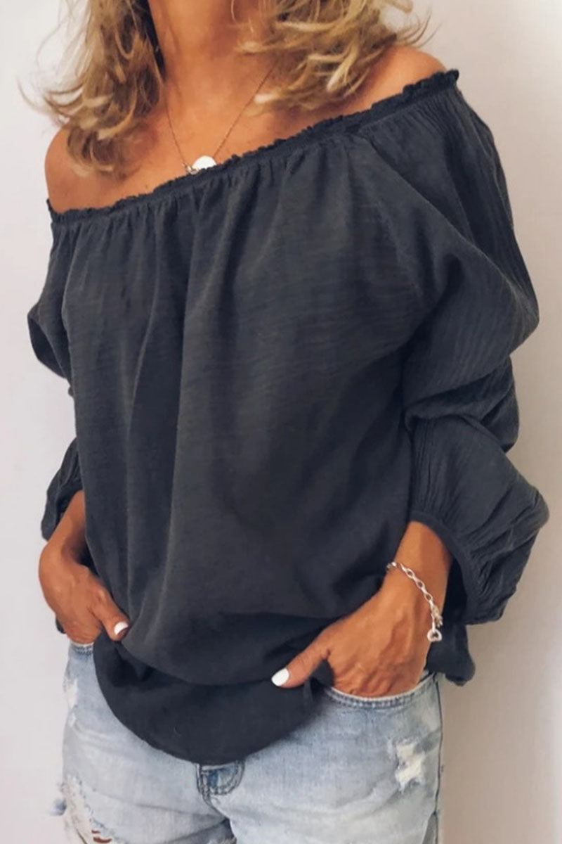 Fashion Casual Solid Patchwork Off the Shoulder Tops