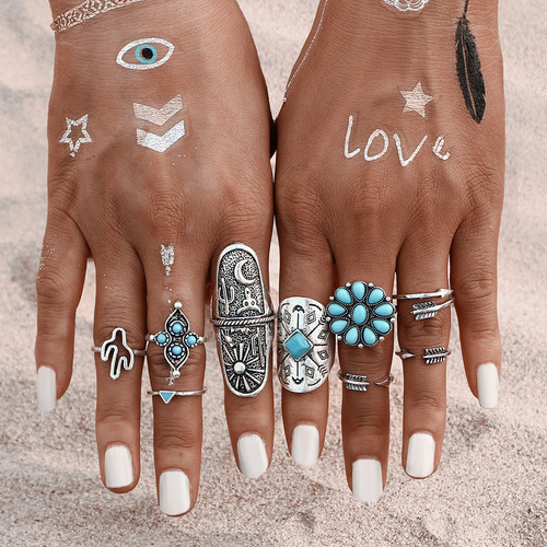 Bohemian Vintage 9PCS  Ring Set