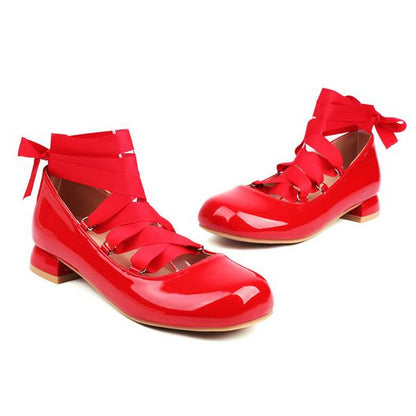 Women's Elegant Retro Square Toe Lace-up Flats 50657216C