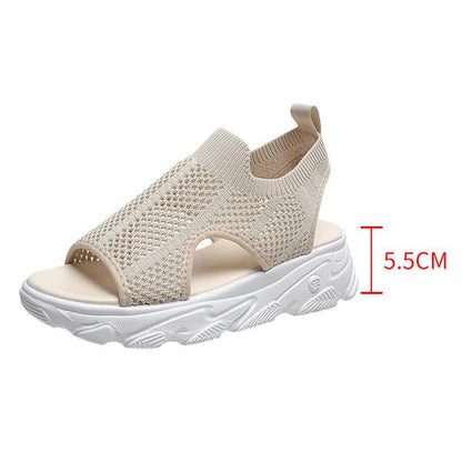 Women's Knit Elastic Slip-On Platform Sandals 86391564C
