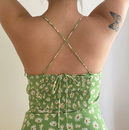 Sage Daisy Bustier Dress ~ HANDMADE