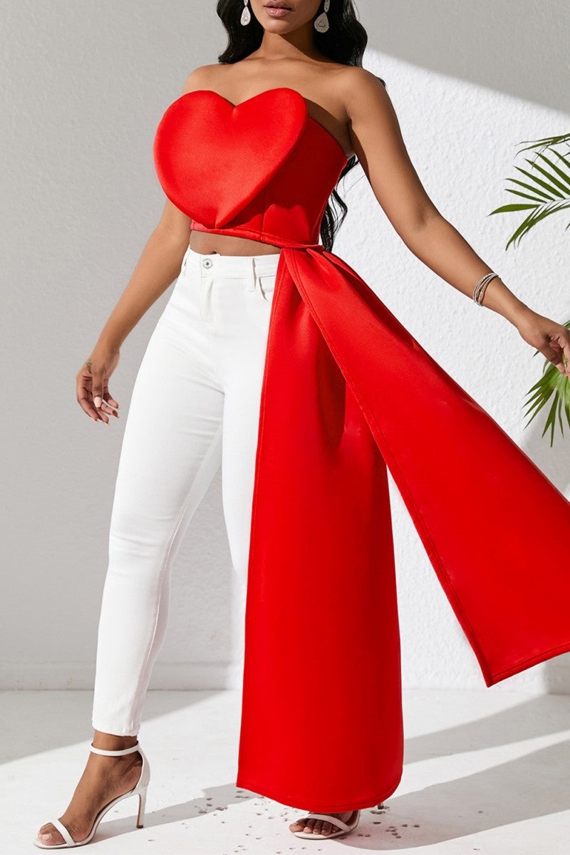 Sexy Solid Backless Asymmetrical Strapless Tops