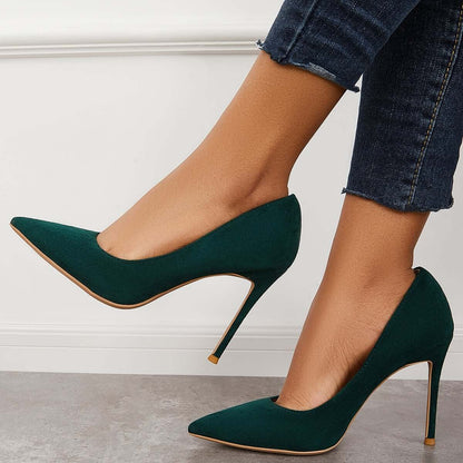 Classic Suede Pointed Toe Dress Pumps Stiletto High Heels