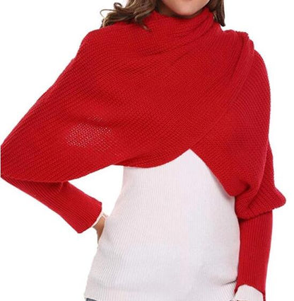 In-style Knit Scarf with Sleeves