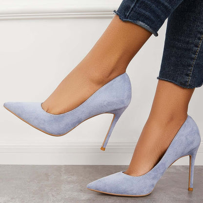 Classic Suede Pointed Toe Dress Pumps Stiletto High Heels