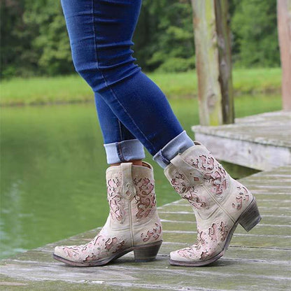 Women'S Embroidered Cutout High Heel Fashion Boots 74450280C