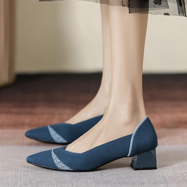 Women's Flying Woven Chunky Heel Pointed Shoes 73427463S