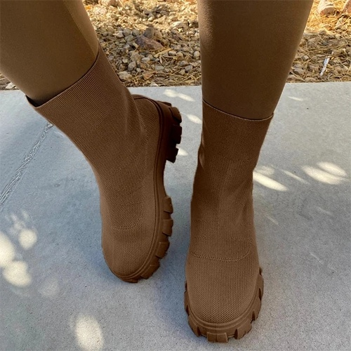 Kovogue Stylish Pull On Platform Ankle Boots