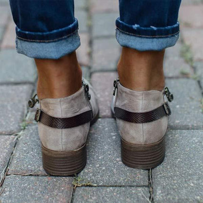 Women'S Casual Zip Block Heel Belt Buckle Ankle Boots 84448148C