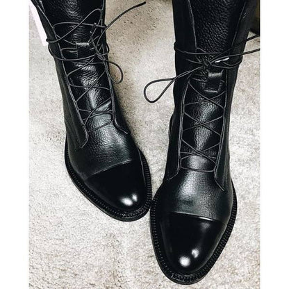 Women'S Paneled Lace-Up Short Martin Boots Biker Boots 67071946