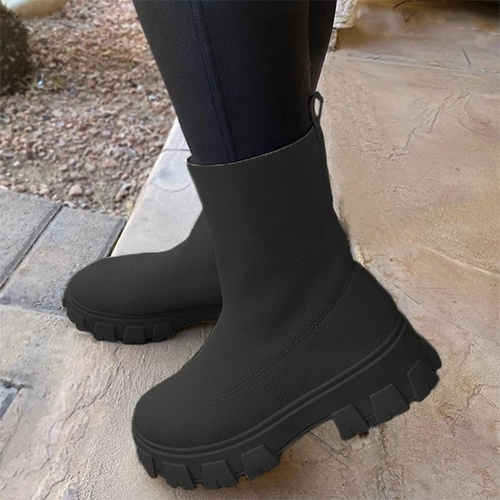 Kovogue Stylish Pull On Platform Ankle Boots