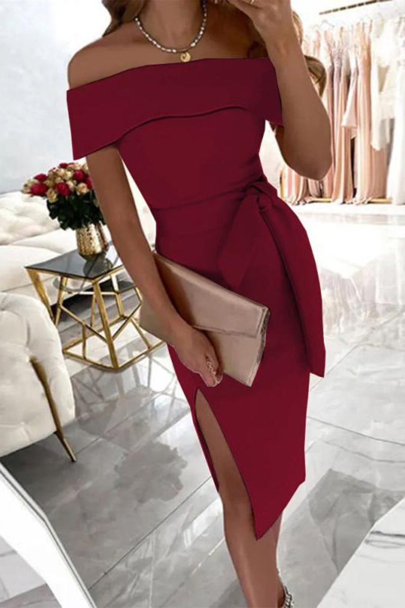 Fashion Off the Shoulder One Step Skirt Dresses(5 Colors)