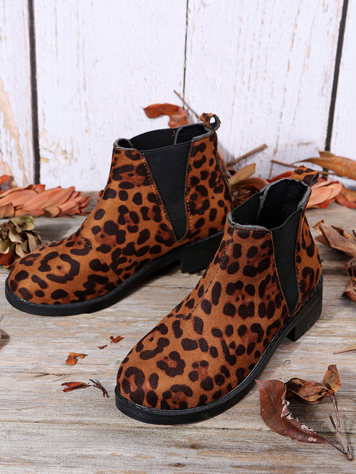 Suede Leopard Print Boots