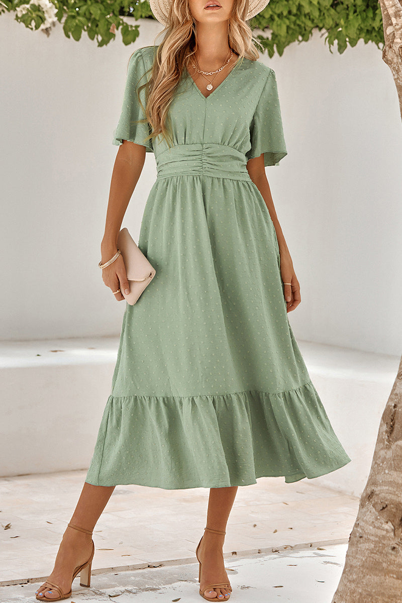 Sweet Elegant Solid Solid Color V Neck A Line Dresses