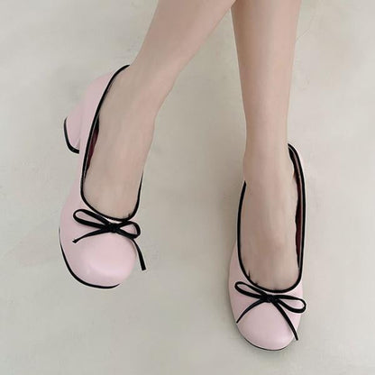 Women's Elegant Bow Barbie Pink Thick Heel Mary Jane 98235633S