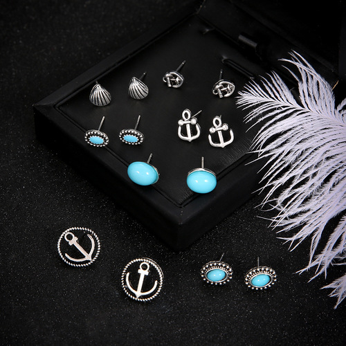 Boho Turquoise Stud Earring Set
