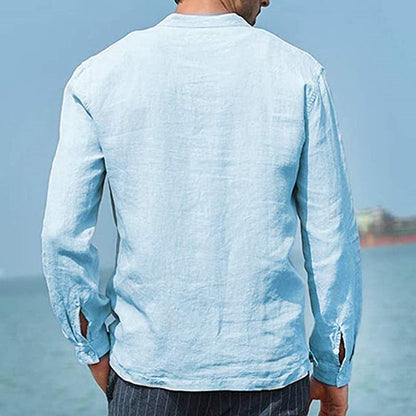 Men's Casual Long Sleeve Pocket Loose Shirt